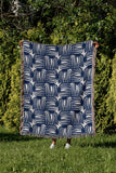 Hami Cotton Throw Blanket in Blue, outdoors