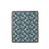 Hami Cotton Throw Blanket in Teal, full view