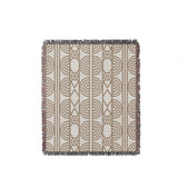 Idia Geometric Cotton Throw Blanket in Beige, full view