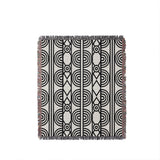 Idia Geometric Cotton Throw Blanket in Black, full view
