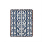 Idia Geometric Cotton Throw Blanket in Blue, full view