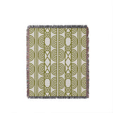 Idia Geometric Cotton Throw Blanket in Chartreuse, full view