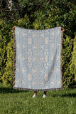 Idia Geometric Cotton Throw Blanket in Sky, outdoors
