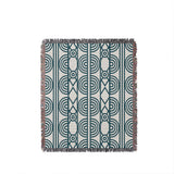 Idia Geometric Cotton Throw Blanket in Teal, full view