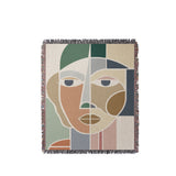 Ira Abstract Face Cotton Throw Blanket, full view