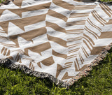 Kafi Abstract Cotton Throw Blanket in Beige, outdoors