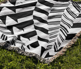 Kafi Abstract Cotton Throw Blanket in Black, outdoors