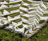Kafi Abstract Cotton Throw Blanket in Chartreuse, outdoors