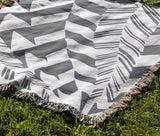 Kafi Abstract Cotton Throw Blanket in Gray, outdoors