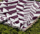 Kafi Abstract Cotton Throw Blanket in Purple, outdoors