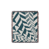 Kafi Abstract Cotton Throw Blanket in Teal, full view