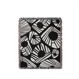 Kio Abstract Print Cotton Throw Blanket in Black, full view