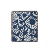 Kio Abstract Print Cotton Throw Blanket in Blue, full view