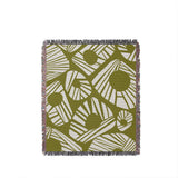 Kio Abstract Print Cotton Throw Blanket in Chartreuse, full view