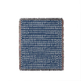 Kola Abstract Print Cotton Throw Blanket in Blue, full view