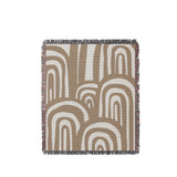 Lyno Abstract Print Cotton Throw Blanket in Beige, full view