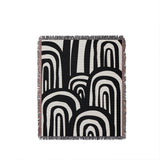 Lyno Abstract Print Cotton Throw Blanket in Black, full view