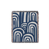 Lyno Abstract Print Cotton Throw Blanket in Blue, full view