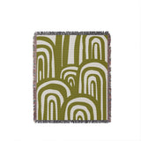 Lyno Abstract Print Cotton Throw Blanket in Chartreuse, full view