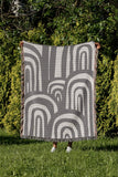Lyno Abstract Print Cotton Throw Blanket in Gray, outdoors
