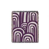 Lyno Abstract Print Cotton Throw Blanket in Purple, full view