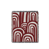 Lyno Abstract Print Cotton Throw Blanket in Red, full view