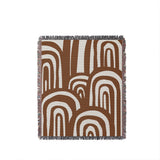 Lyno Abstract Print Cotton Throw Blanket in Rust Brown, full view