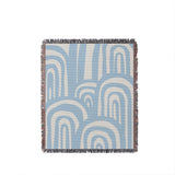 Lyno Abstract Print Cotton Throw Blanket in Sky, full view
