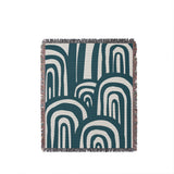 Lyno Abstract Print Cotton Throw Blanket in Teal, full view