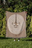 Mossi African Mask 100% Cotton Blanket in Beige, outdoors