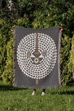 Mossi African Mask 100% Cotton Blanket in Gray, outdoors