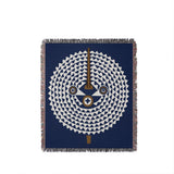 Mossi African Mask 100% Cotton Blanket in Navy Blue, full view
