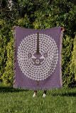 Mossi African Mask 100% Cotton Blanket in Purple, outdoors