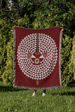 Mossi African Mask 100% Cotton Blanket in Red, outdoors