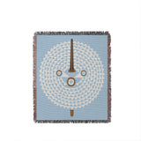 Mossi African Mask 100% Cotton Blanket in Sky Blue, full view