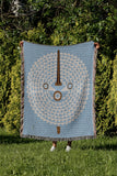 Mossi African Mask 100% Cotton Blanket in Sky Blue, outdoors