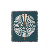 Mossi African Mask 100% Cotton Blanket in Teal, full view