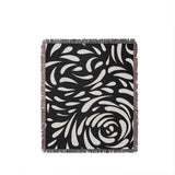 Nami Abstract Floral Blanket Throw in Black, full view