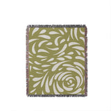 Nami Abstract Floral Blanket Throw in Chartreuse, full view