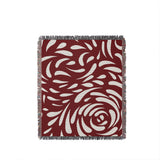 Nami Abstract Floral Blanket Throw in Red, full view