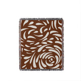 Nami Abstract Floral Blanket Throw in Rust Brown, full view
