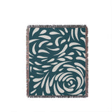 Nami Abstract Floral Blanket Throw in Teal, full view