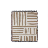 Pereto Abstract Print Cotton Throw Blanket in Beige, full view