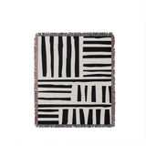 Pereto Abstract Print Cotton Throw Blanket in Black, full view