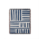 Pereto Abstract Print Cotton Throw Blanket in Blue, full view