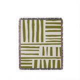 Pereto Abstract Print Cotton Throw Blanket in Chartreuse, full view