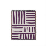 Pereto Abstract Print Cotton Throw Blanket in Purple, full view