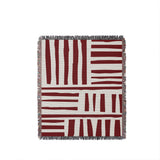 Pereto Abstract Print Cotton Throw Blanket in Red, full view