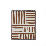 Pereto Abstract Print Cotton Throw Blanket in Rust Brown, full view