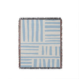 Pereto Abstract Print Cotton Throw Blanket in Sky, full view